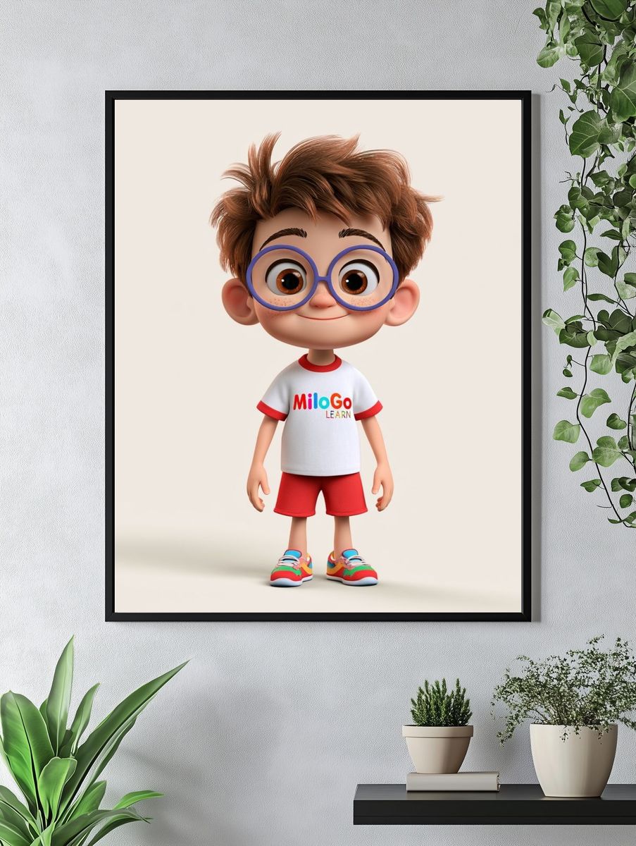 MiloGo Learn Boy Illustration Poster. — room view 4