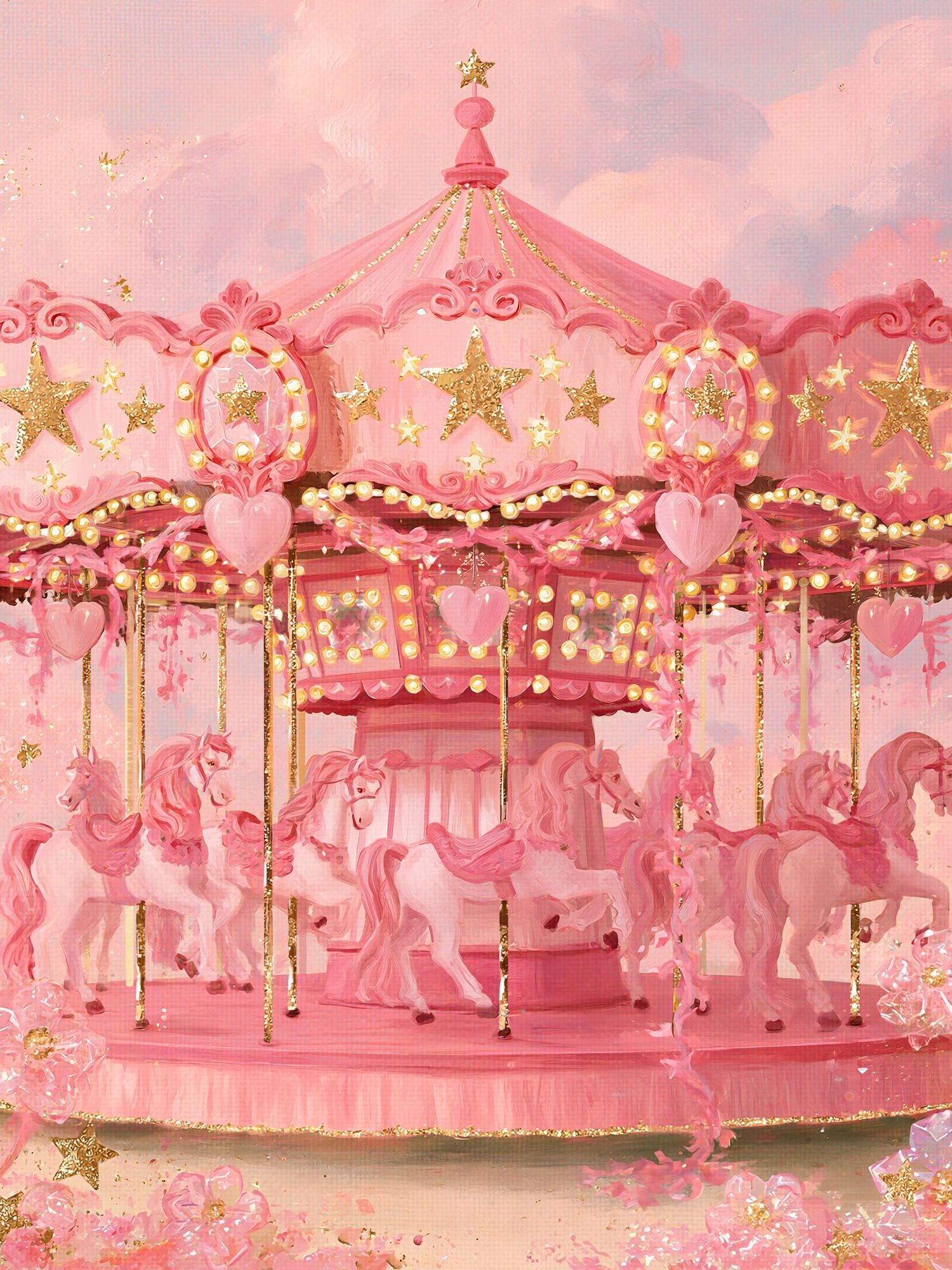 Pink Carousel Fantasy Poster. poster detail