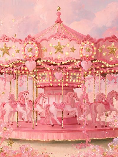 Pink Carousel Fantasy Poster. poster
