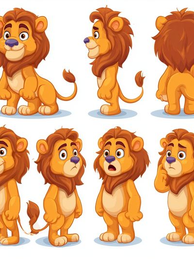 Cute Lion Character Illustration Poster. poster