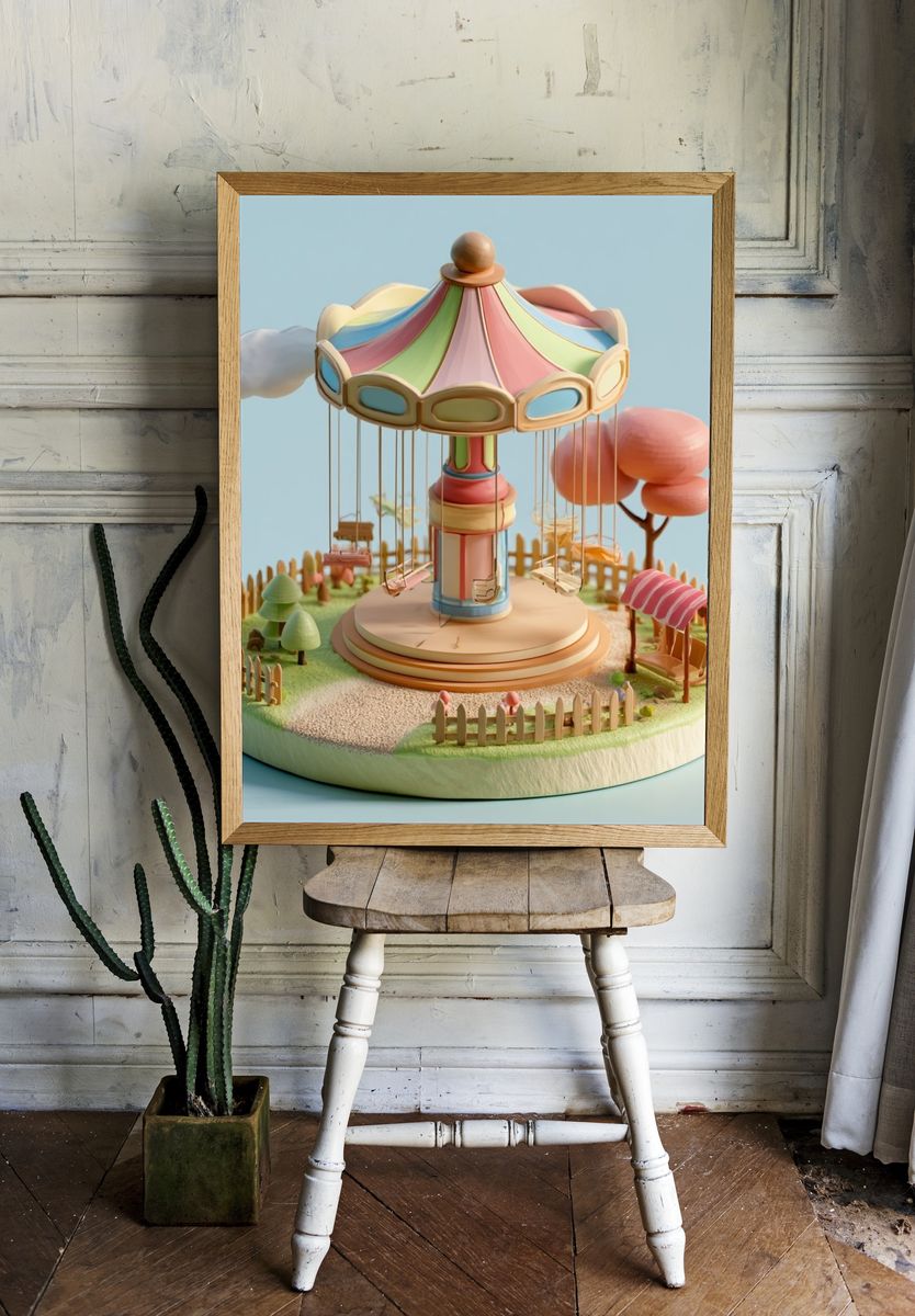 Pastel Carousel Dreamscape Poster. — room view 1