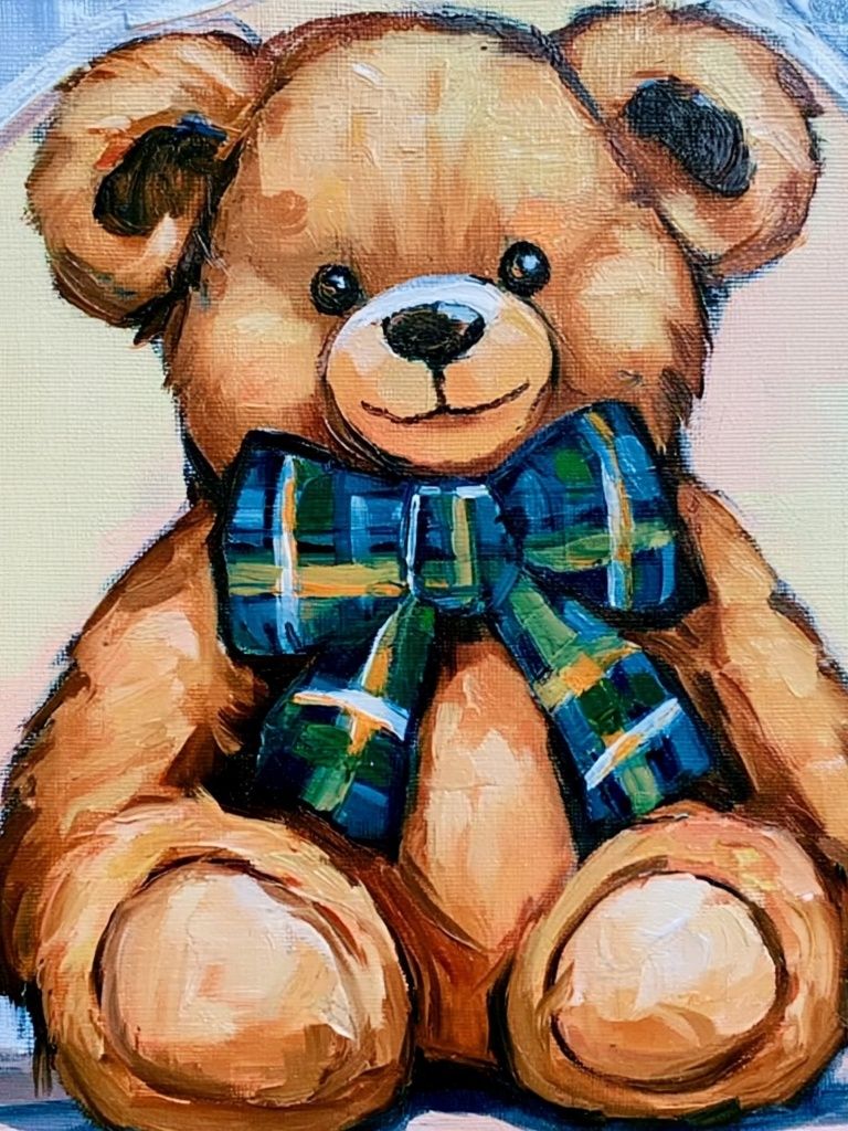 Teddy Bear with Plaid Bow Poster. poster detail