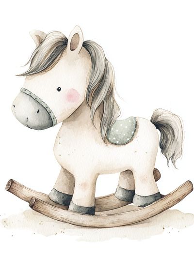 Rocking Horse Watercolor Poster. poster print
