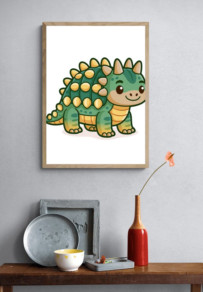 Cute Ankylosaurus Cartoon Print. — room view 3