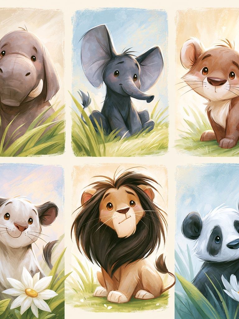 Cute Safari Animals Illustration Poster. poster detail