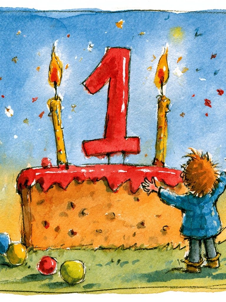 First Birthday Watercolor Print. poster detail