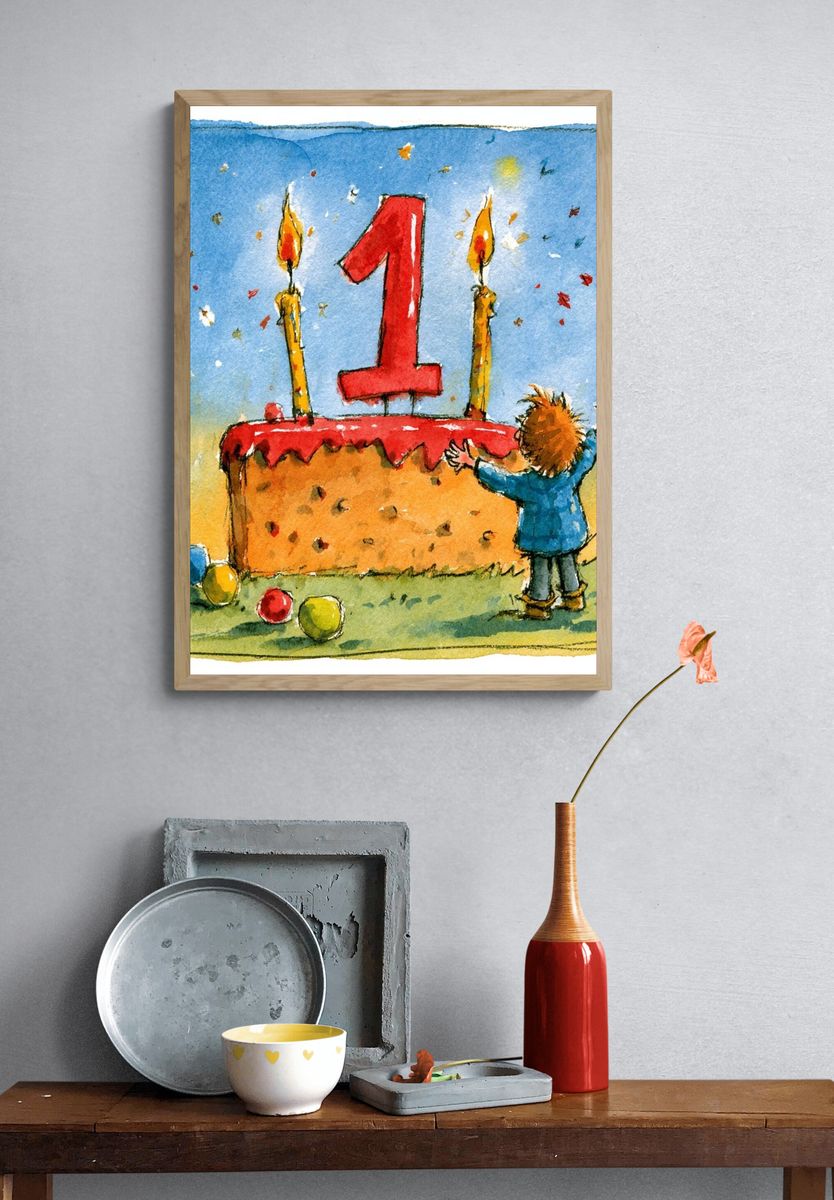 First Birthday Watercolor Print. — room view 3