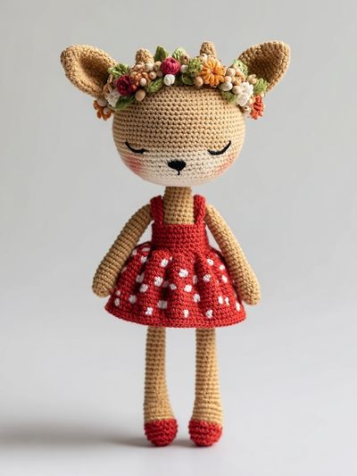 Crocheted Deer Doll Illustration Poster. poster