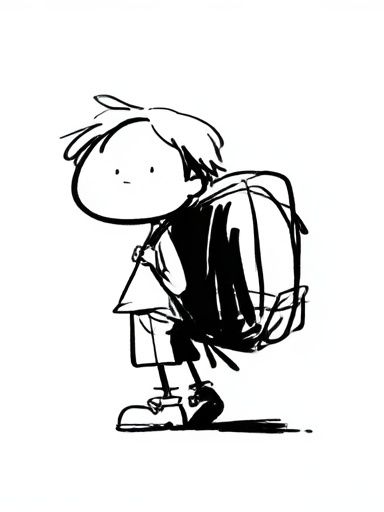 Minimalist Child with Backpack Print. poster detail