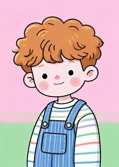 Curly Red-Haired Child Illustration Poster. poster — kids art