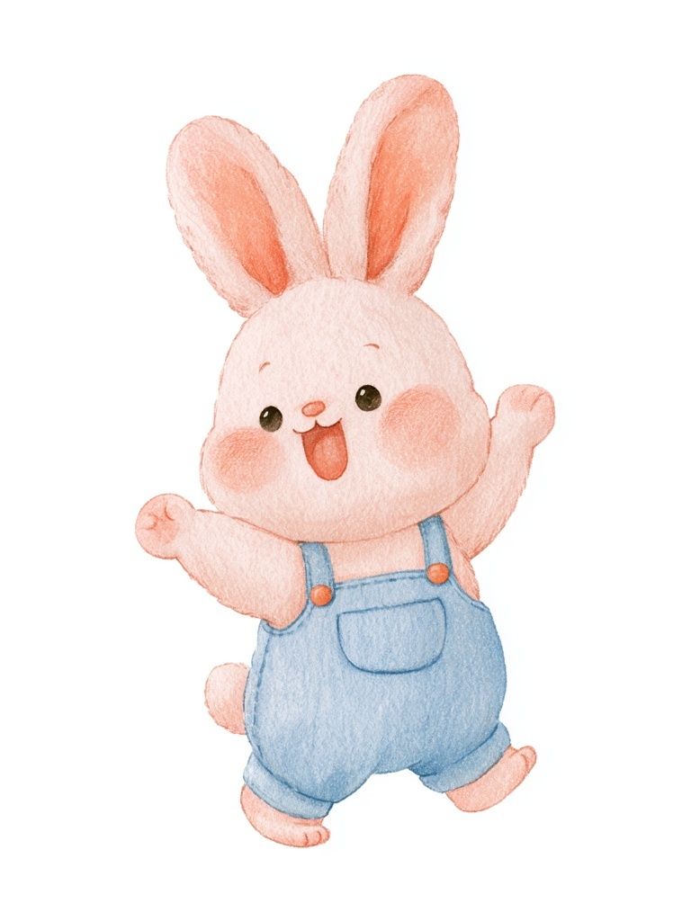 Happy Bunny Watercolor Poster. poster detail