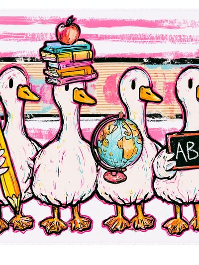 Back-to-School Ducks Illustration Poster.
