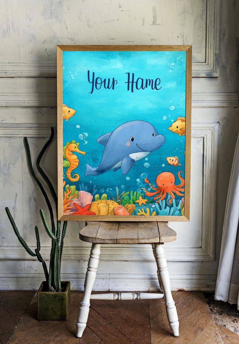 Underwater Friends Nursery Poster. — room view 1