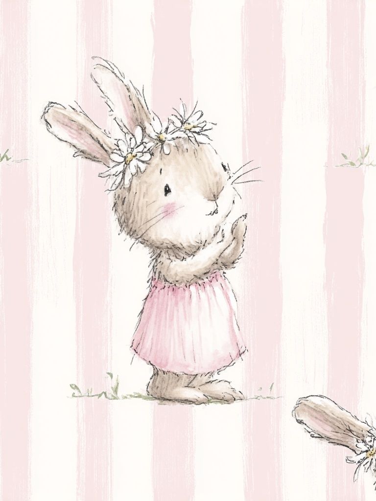 Bunny Ballet Nursery Print. poster detail