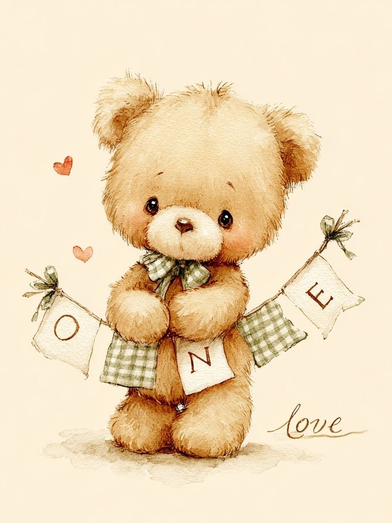 Cute Teddy Bear — Watercolor Print. poster — kids art