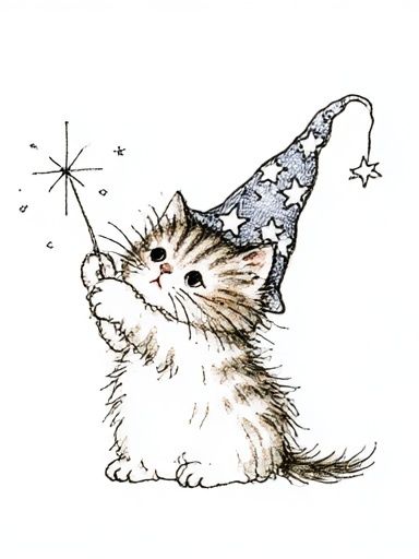 Wizard Cat Illustration Poster. poster detail