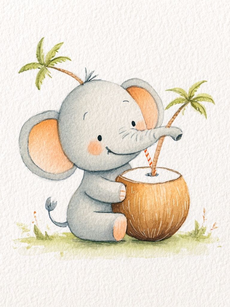 Baby Elephant Watercolor Poster. poster — kids art