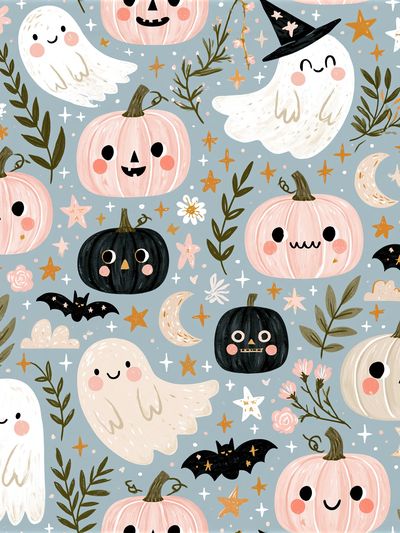 Halloween Ghosts and Pumpkins Poster.