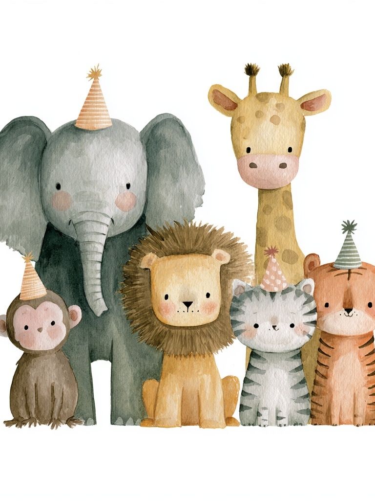Safari Party Animals Illustration Poster. poster — kids art