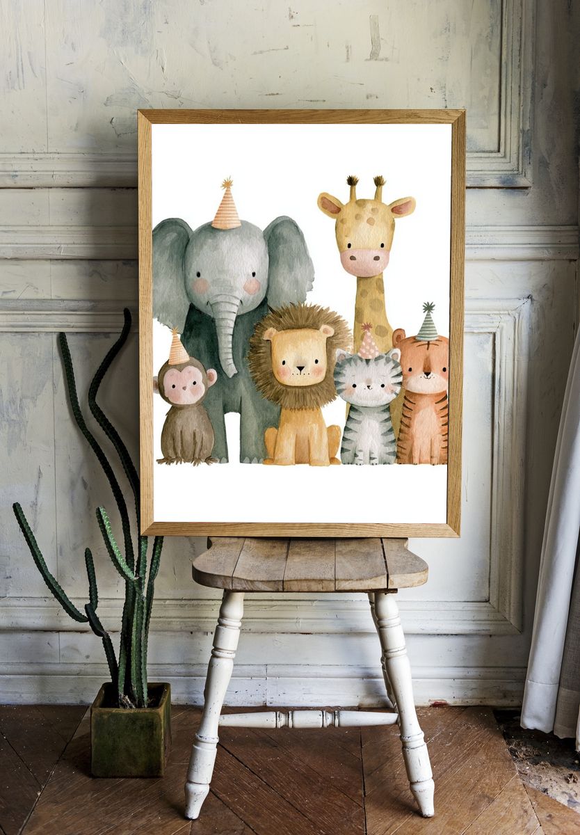 Safari Party Animals Illustration Poster. room preview