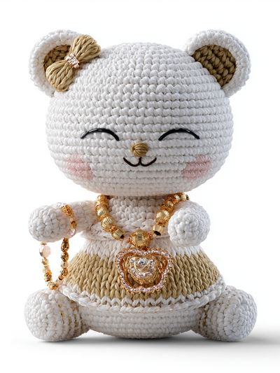 Crocheted Teddy Bear Illustration Poster.