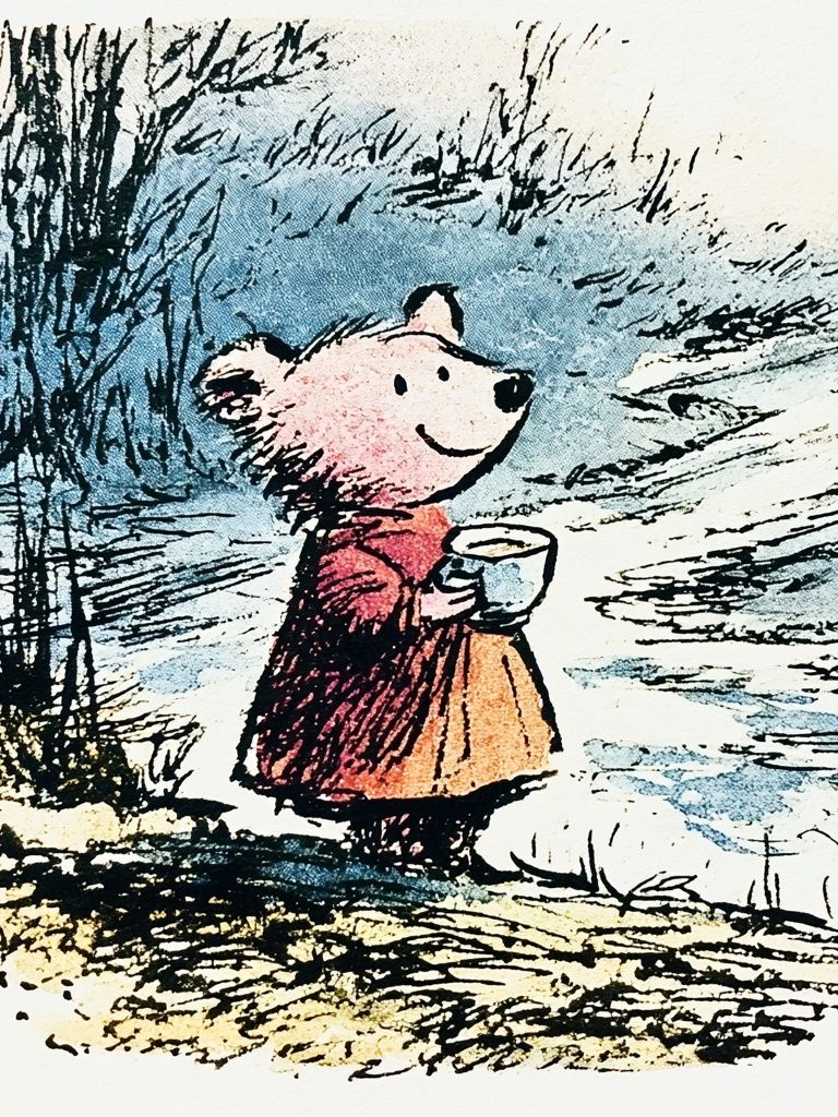 Bear in the Snow Illustration Poster. poster detail