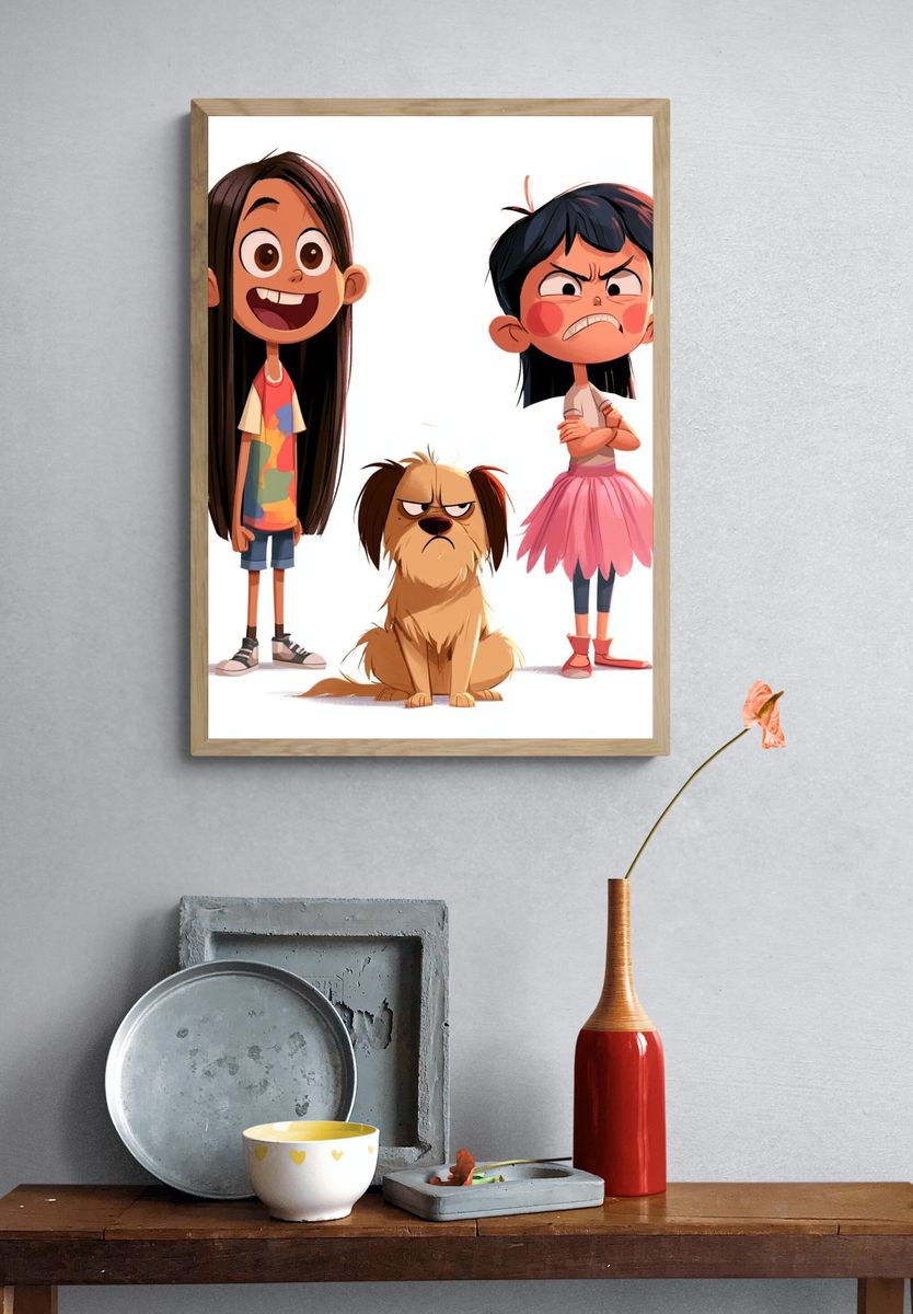 Playful Kids Characters Illustration Poster. — room view 3