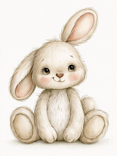 Cute Bunny Watercolor Poster.