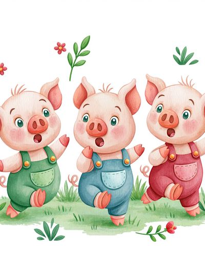 Three Piglets Watercolor Poster. poster