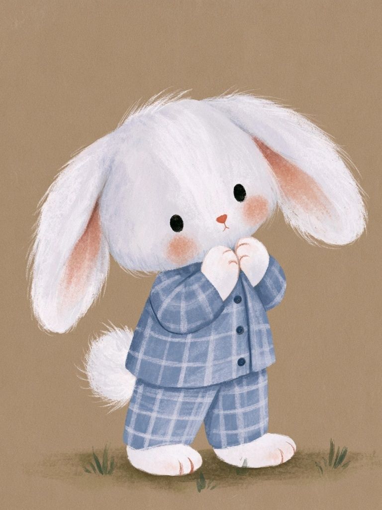 Cute Bunny in Pajamas Print. poster detail
