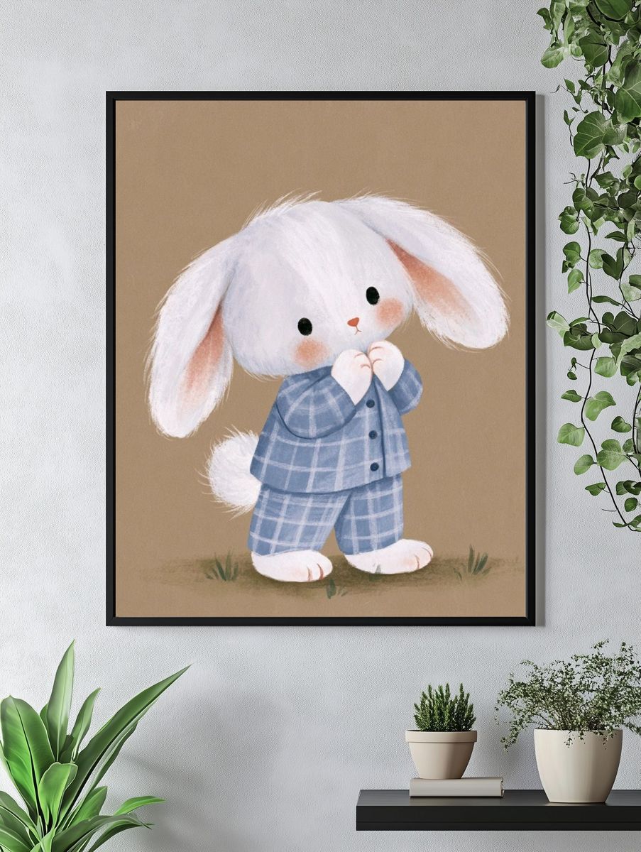 Cute Bunny in Pajamas Print. — room view 4