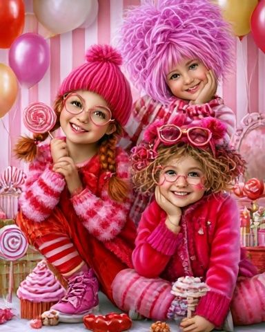 Pink Candy Kids Illustration Poster. poster detail
