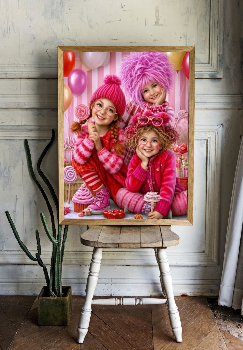 Pink Candy Kids Illustration Poster. — room view 1