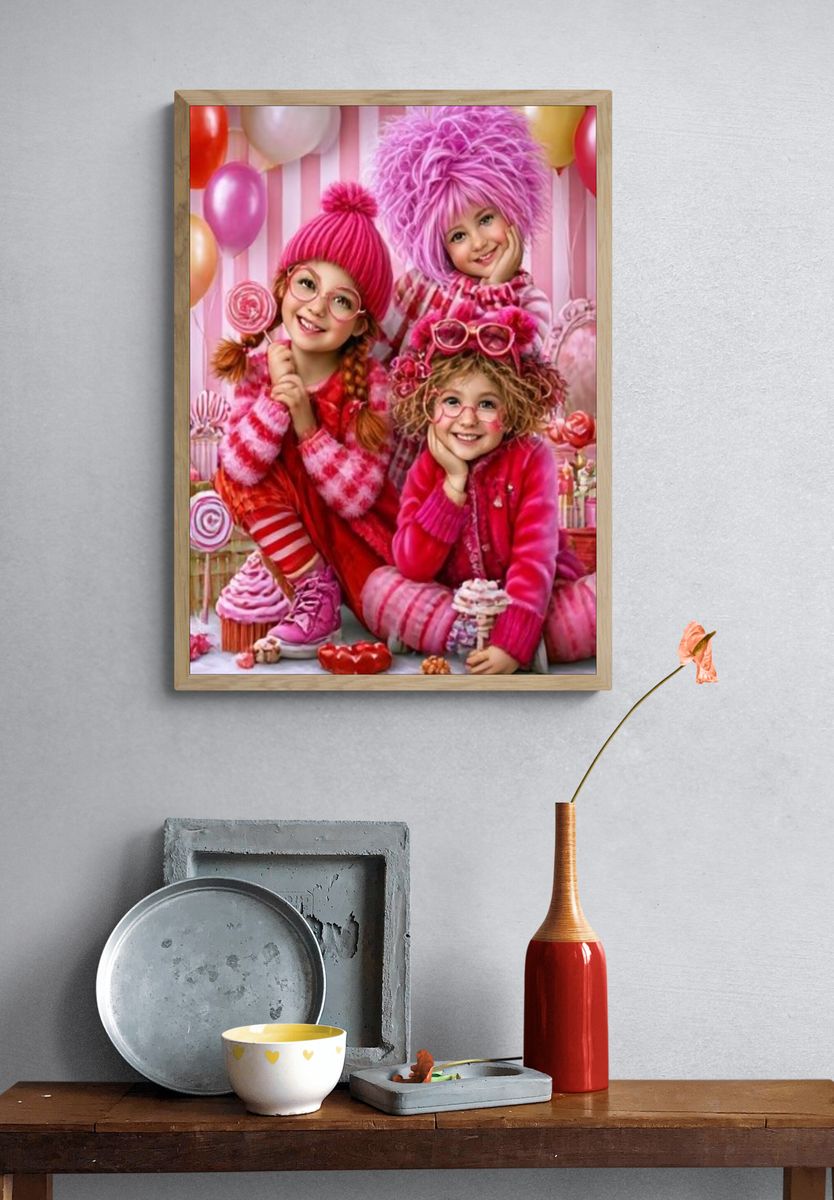 Pink Candy Kids Illustration Poster. — room view 3