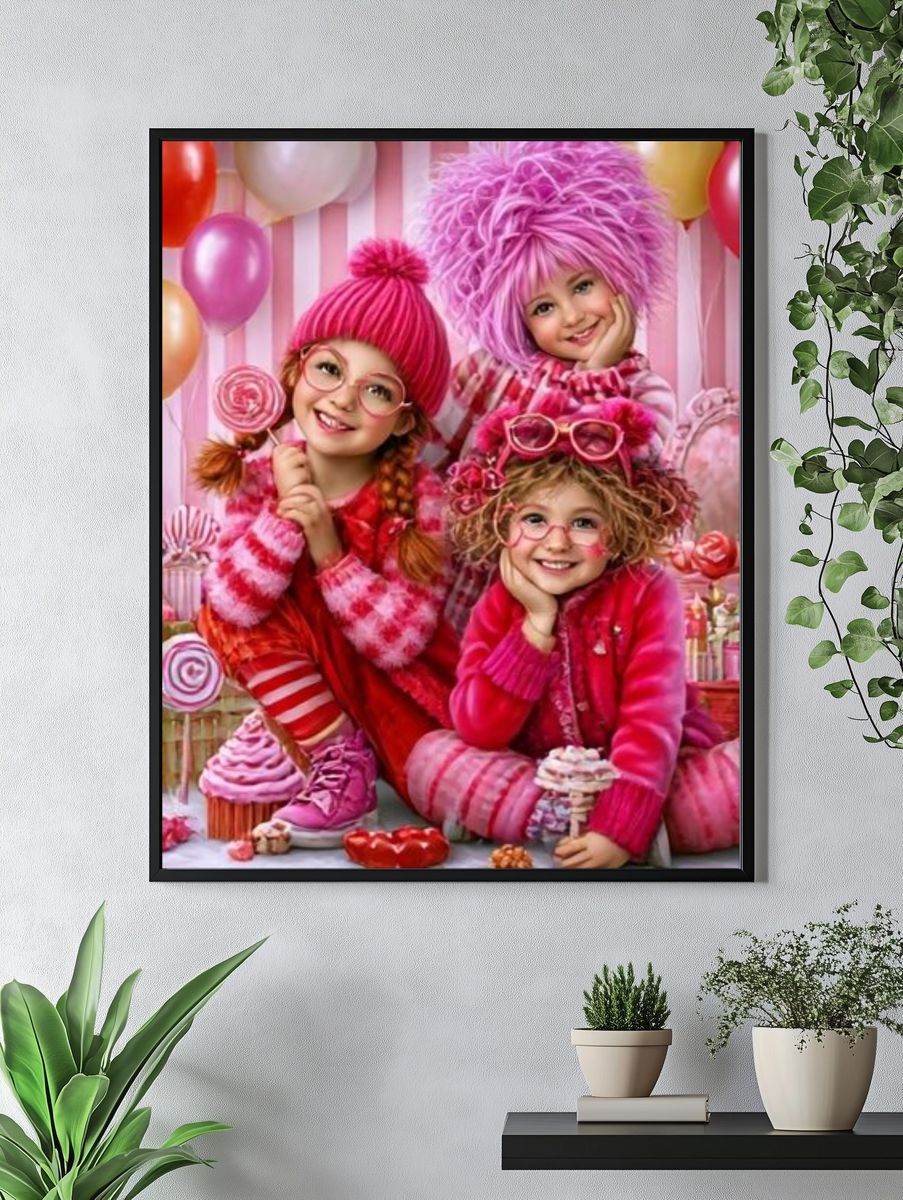 Pink Candy Kids Illustration Poster. — room view 4