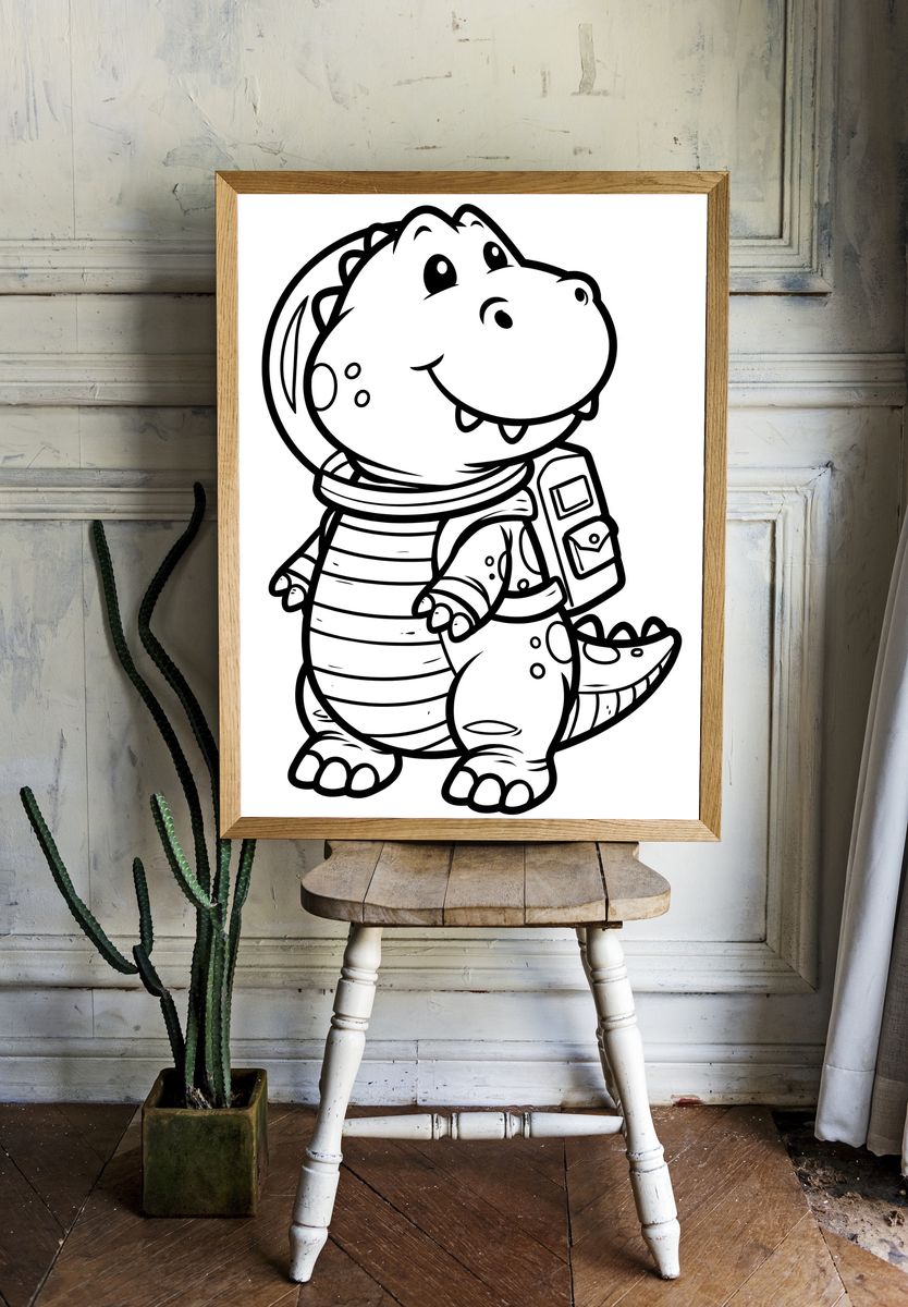 Cute Dinosaur Cartoon Print. room preview