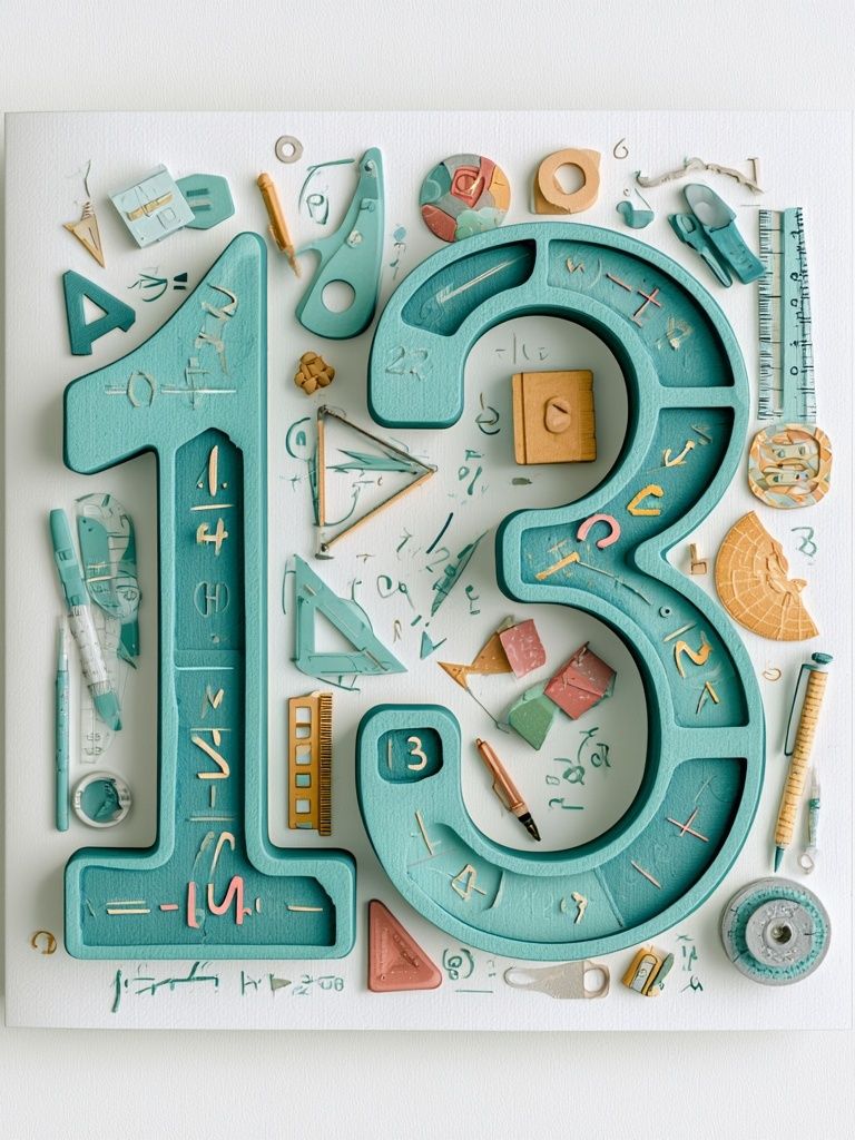 Number 13 Educational Illustration Poster. poster detail