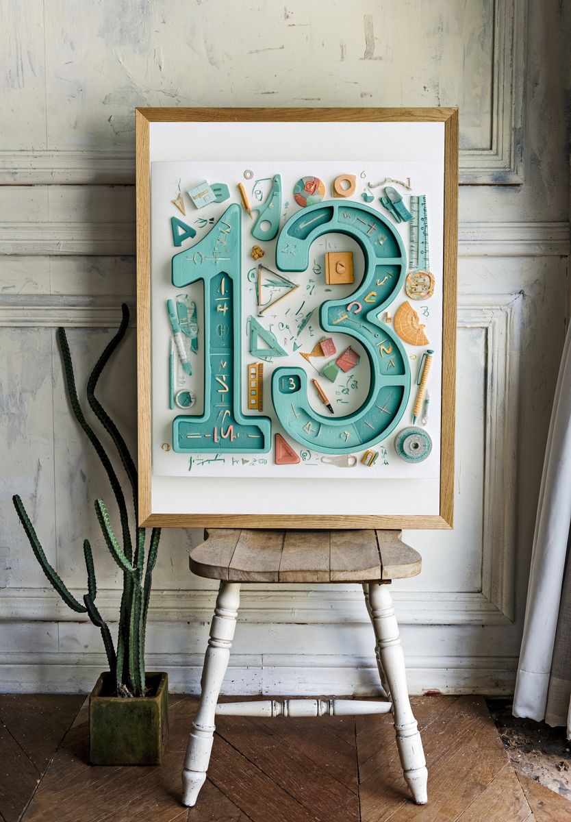 Number 13 Educational Illustration Poster. — room view 1