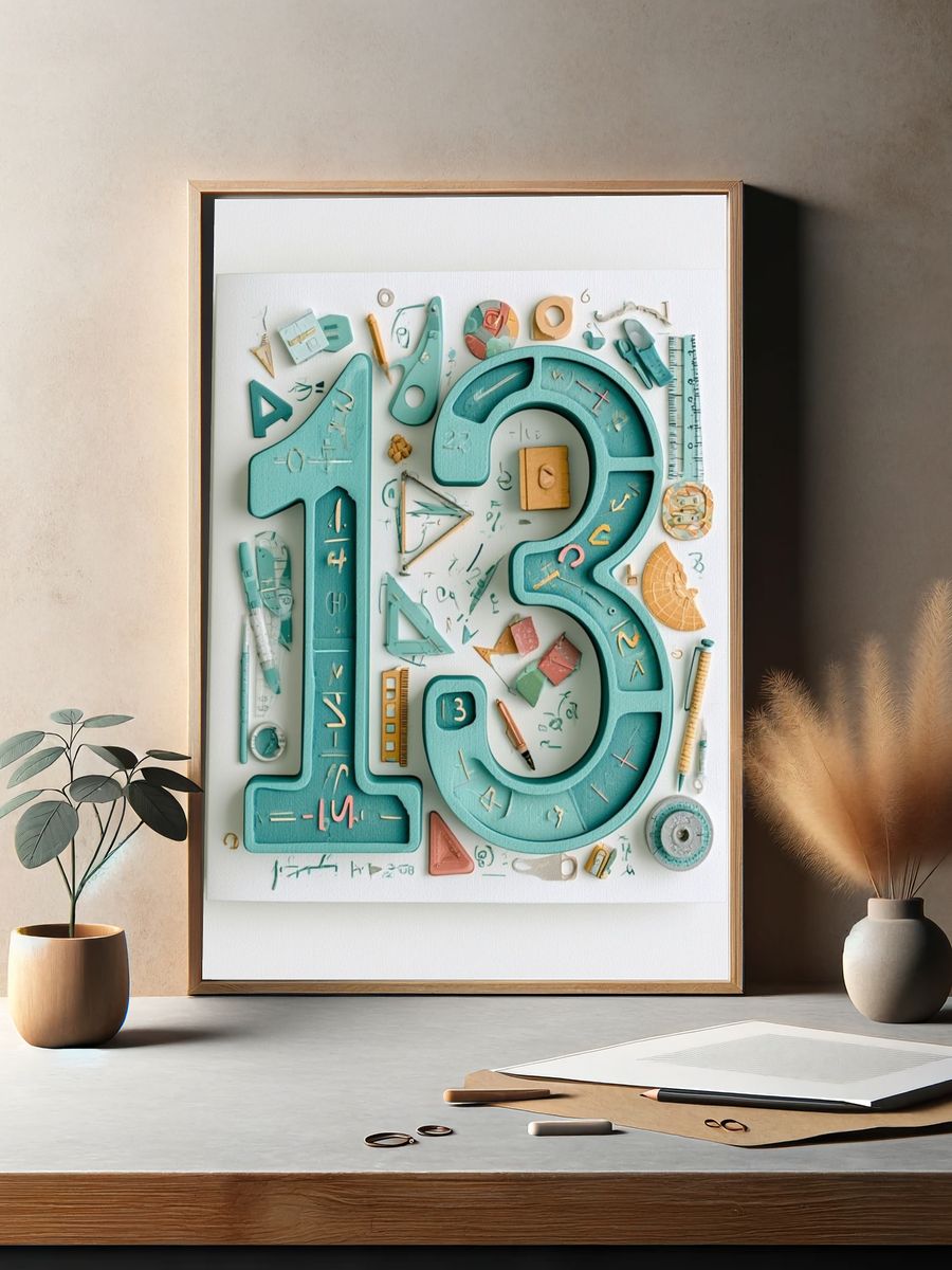 Number 13 Educational Illustration Poster. — room view 2