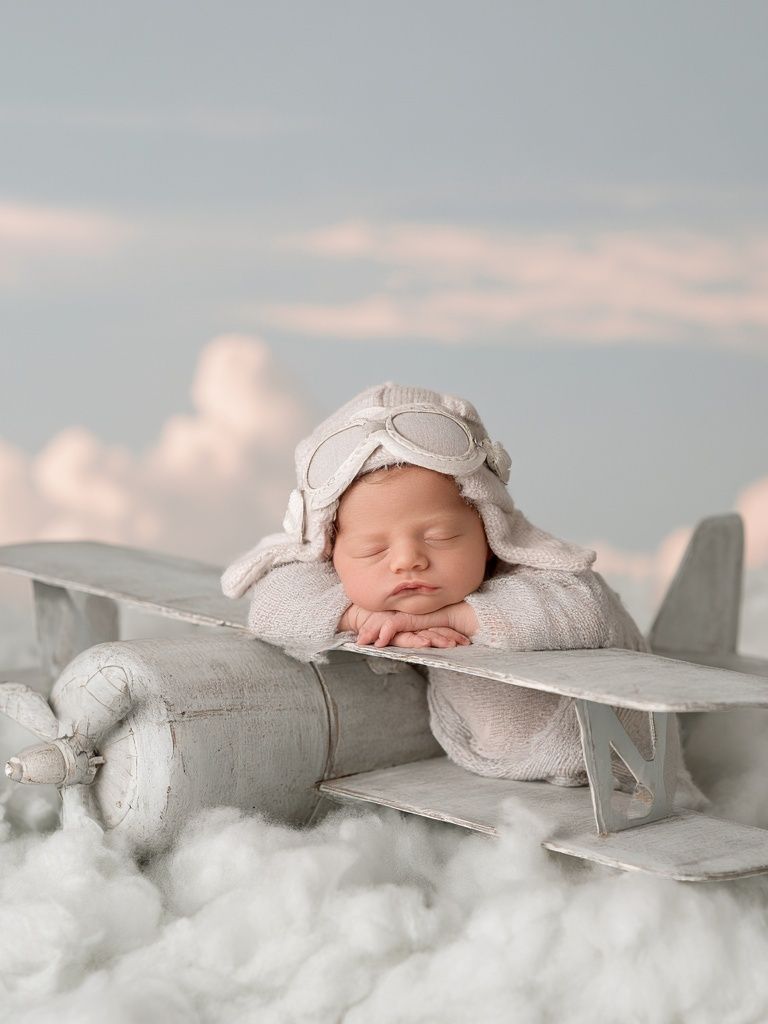 Sleeping Baby Aviator Nursery Print. poster detail
