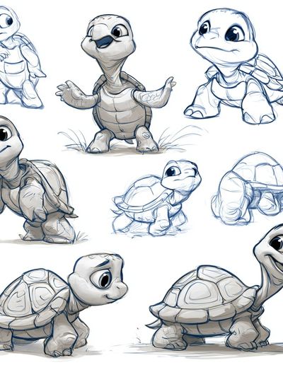 Cute Turtle Sketch Illustration Poster. poster print
