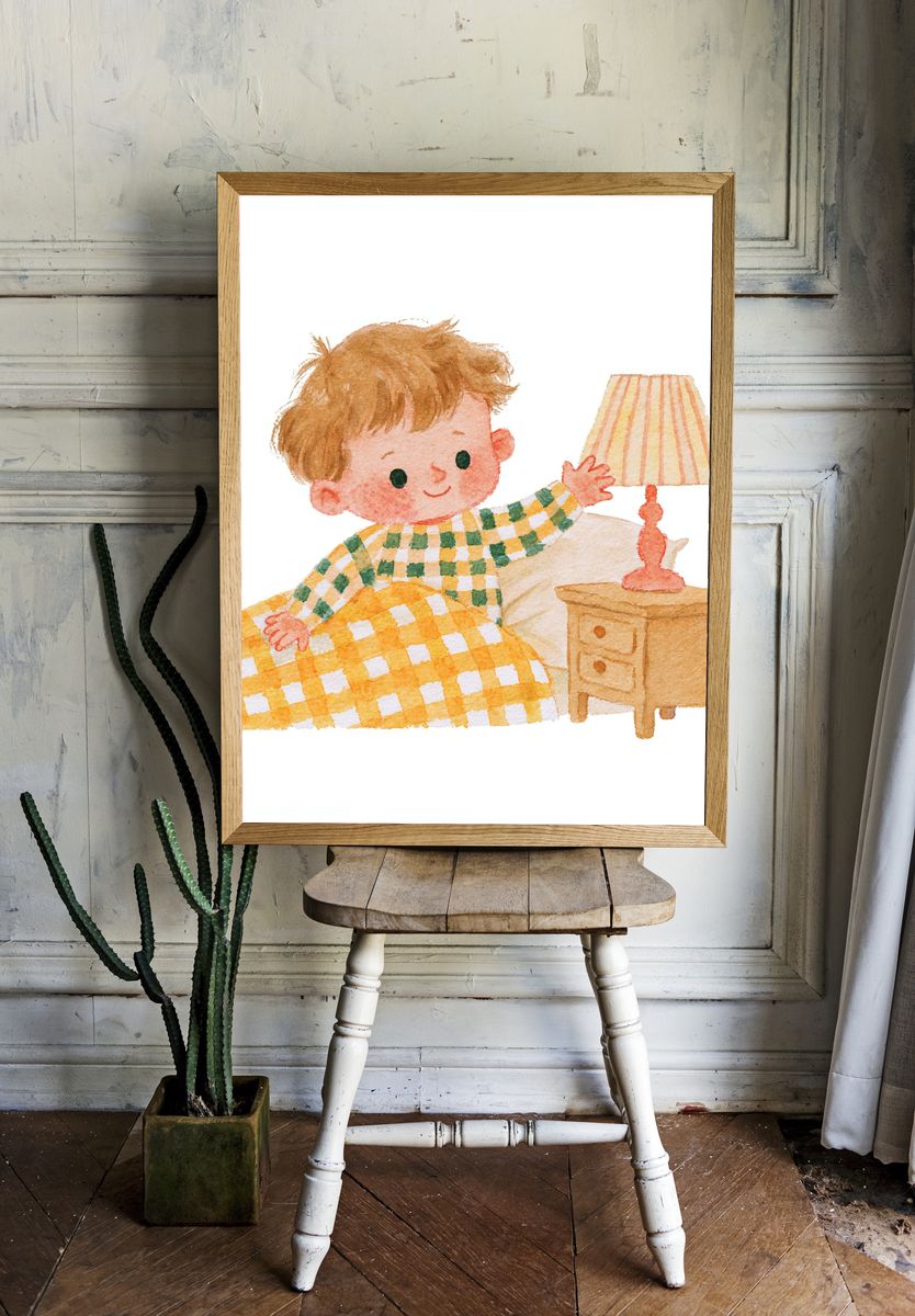 Bedtime Boy Watercolor Print. — room view 1