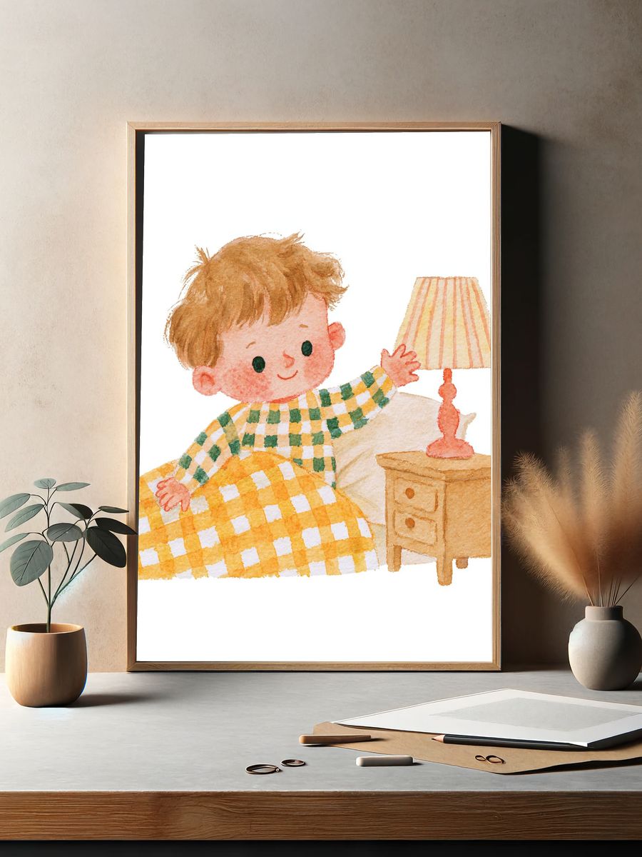 Bedtime Boy Watercolor Print. — room view 2