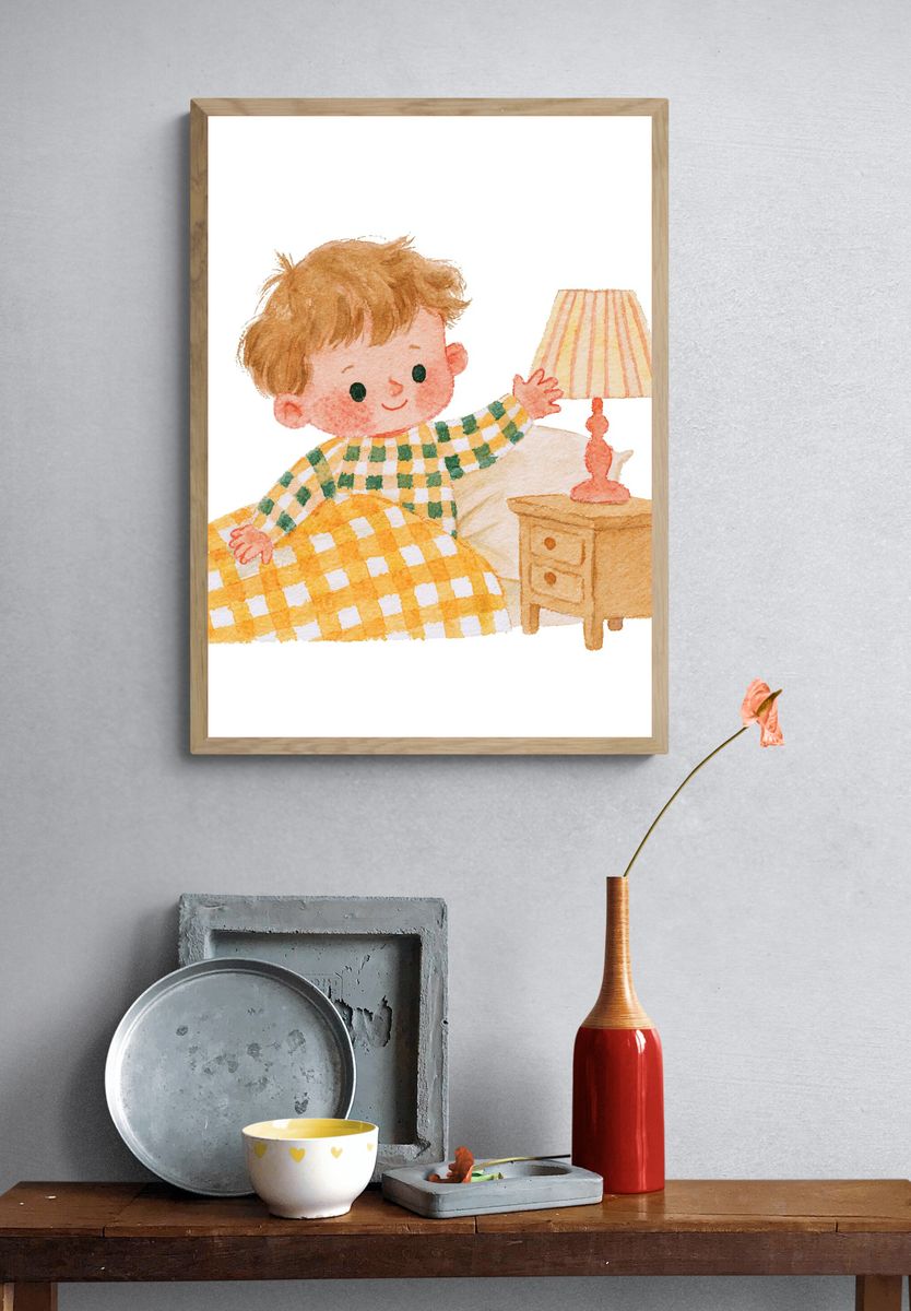 Bedtime Boy Watercolor Print. — room view 3