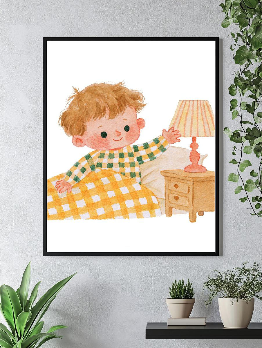 Bedtime Boy Watercolor Print. — room view 4