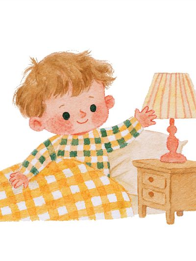 Bedtime Boy Watercolor Print. poster
