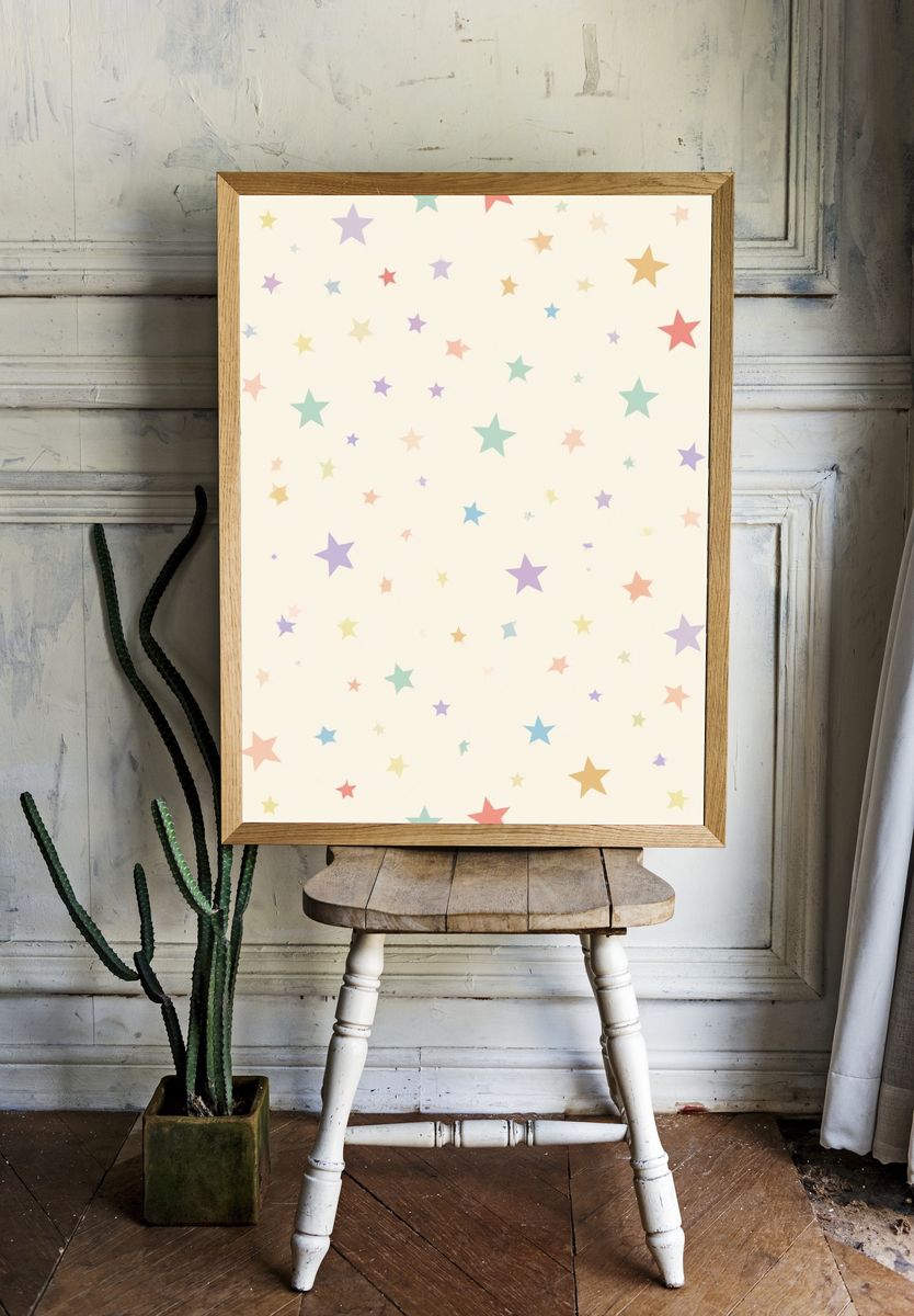 Pastel Star Pattern Print. — room view 1