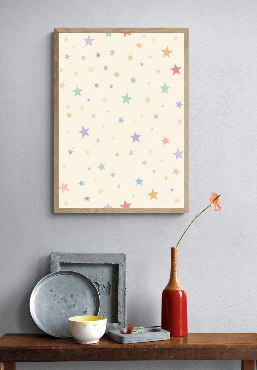 Pastel Star Pattern Print. — room view 3