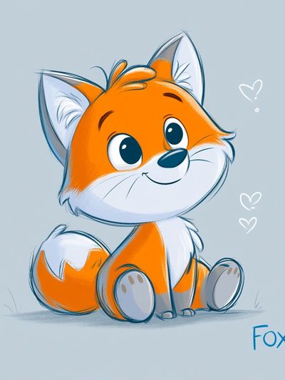 Cute Fox Cartoon Poster. poster