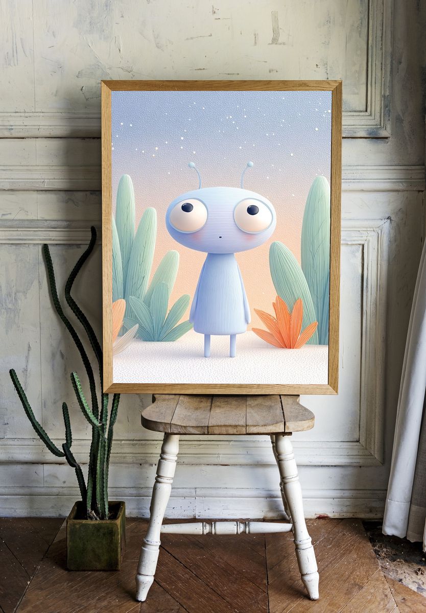 Cute Alien Garden Illustration Poster. — room view 1
